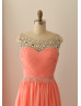Beaded Ruched Chiffon Gorgeous Prom Dress